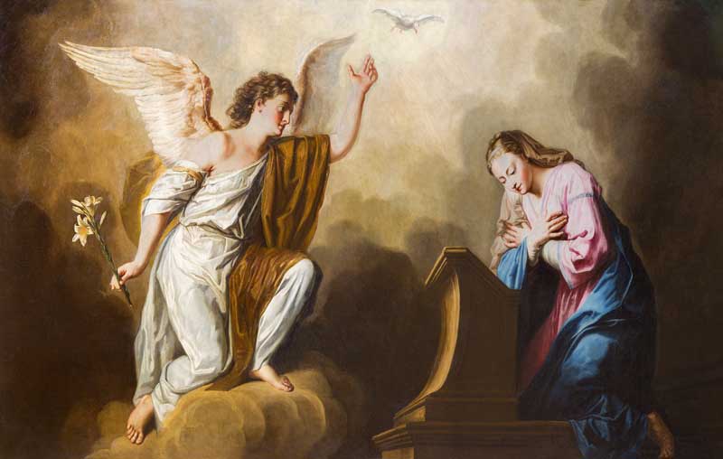 Stock photo of painting of angel appearing to Mary