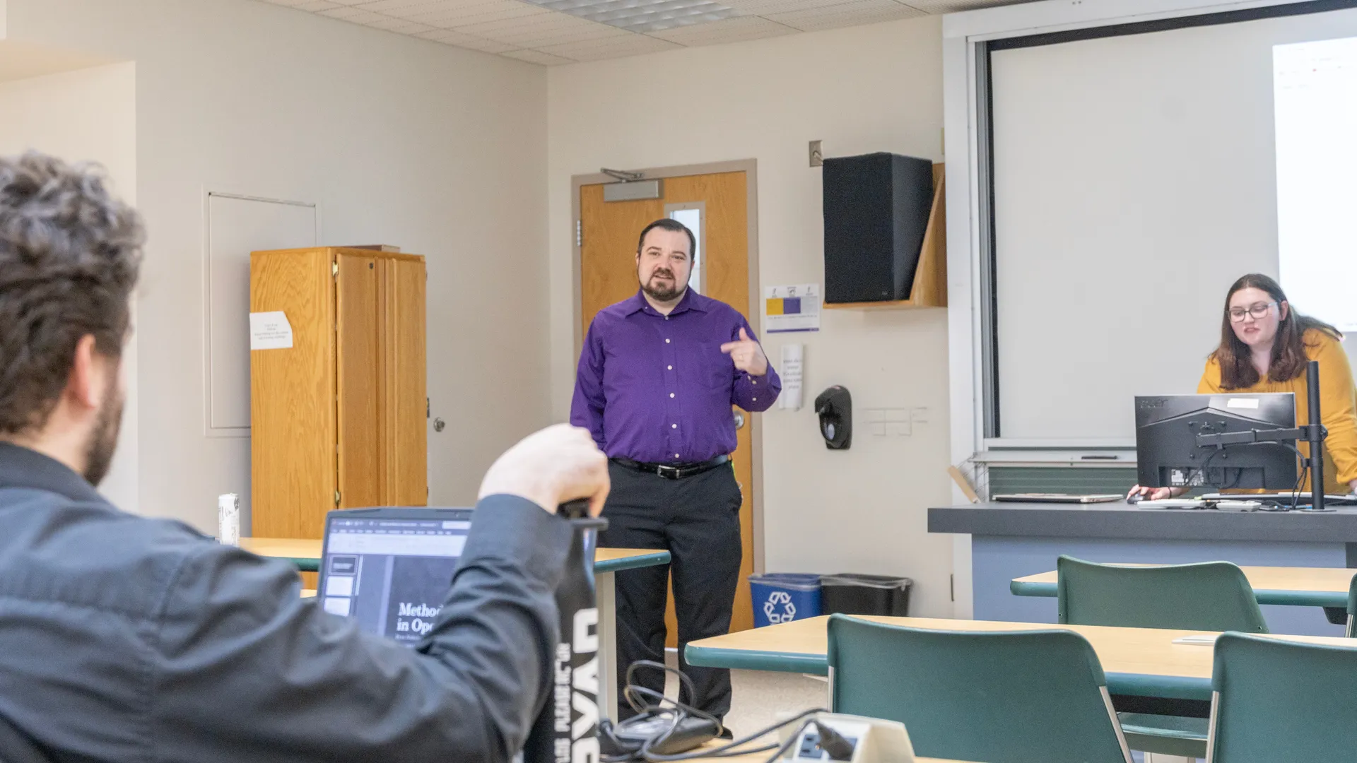 David clem teaching in the classroom at Houghton